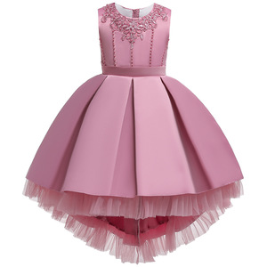 satin kids girls flower dresses princess wedding party dress