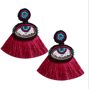 Pendientes de ojo de <span class=keywords><strong>diablo</strong></span> bohemios a <span class=keywords><strong>la</strong></span> moda 2025, pendientes de borla, joyería para mujer - Product Image 5