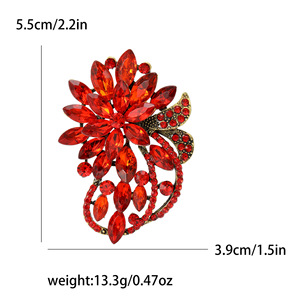 Rhinestone Flower Brooches Women Customized Fashionable Large Classic Vintage Elegant Stainless Steel Gold Plated Gift - Product Image 3