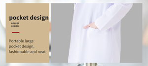 เสื้อกาวน์สีขาวคุณภาพสูงสำหรับบุ<span class=keywords><strong>ร</strong></span>ุษและสตรี แขนยาว ชุดคลุมแพทย์ ชุดทดลอง ชุดยูนิฟอร์มพยาบาล ชุดโ<span class=keywords><strong>ร</strong></span>งพยาบาล - Product Image 4