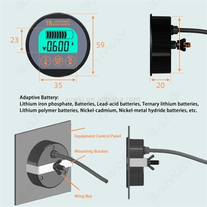 YXW TR16H 쿨롱 카운터 미터 배터리 용량 표시기 8 ~ 120V 리튬 철 인산염 3 차 니켈 등 방수 - Product Image 4