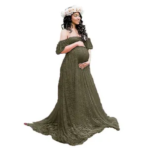 Europa Amerika Umstands kleider Fotografie Spitze Kurzarm Baby party Kleider für schwangere Frauen