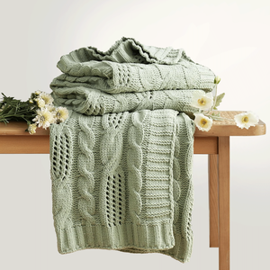 Thân Thiện Với Môi Mô Hình Hình Học Hiện Đại Tất Cả Các Mù<span class=keywords><strong>a</strong></span> Ném Chăn 100% Cotton Chunky Đan Thoáng Khí Dễ Dàng Chăm Sóc Sofa Bộ Đồ Giường - Product Image 3