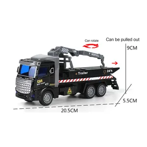 Hot Selling Kinderspeelgoed Legering Diecast Truck Obstakel Verwijderen Aanhanger Autokraan Transport Voertuig Politie Auto