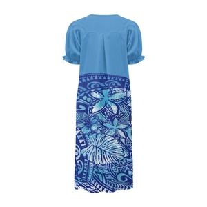 Vente directe d'usine robe hawaïenne de haute qualité Mumu femmes <span class=keywords><strong>grandes</strong></span> personnes personnalisé sur demande à manches courtes en mousseline de soie robe insulaire - Product Image 3