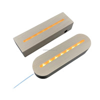 Base de Lampe Led en bois massif, support de Base de Lampe Led 3d pour acrylique