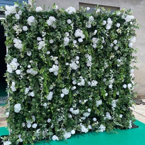 A51 Enrollar flores de boda 5D Hierba verde artificial Pared Rosa Flor Fondo Pared Bosque Flor artificial Pared para boda - Product Image 1