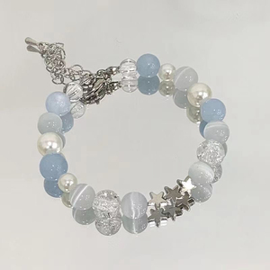 Bracciale semplice con perline di cristallo per donna, dolce ciondolo a forma di stella e luna, gioiello con catena, regalo per San Valentino - Product Image 5