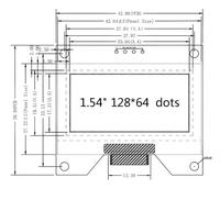 Pantalla OLED GJD de 1.54 Pulgadas, Resolución 128*64, Interfaz I2C, Módulo Controlador SSD1309 con Colores Blanco/Azul, 3V/5V, 4 Pines