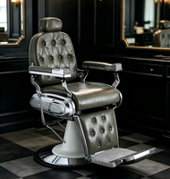 Chaise de salon de coiffure de luxe à hauteur réglable, base ronde, chaise de barbier moderne avec accoudoirs et appui-tête