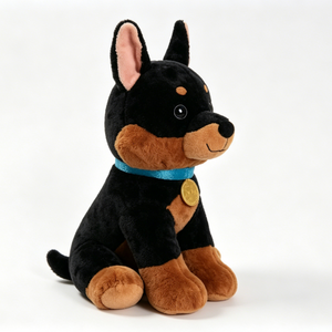 Juguete personalizado de perro Doberman, peluche de Doberman sentado, peluche de cachorro Doberman, peluche de perro negro y marrón. - Product Image 2