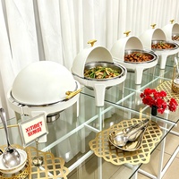 Ensemble de réchauds à gaz en acier inoxydable blanc de 6 L pour la restauration hôtelière et les buffets