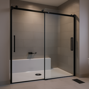 Porte de douche coulissante sans cadre en verre 56-60 pouces L x 60 pouces H pour baignoire et douche, verre de 8 mm, design rectangulaire - Product Image 2