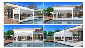 Amas Pare-soleil Bioclimatic Pergola Pare-soleil résistant à l'eau Couverture de patio Auvent avec cadre enduit de poudre Ouverture de toit <span class=keywords><strong>Abris</strong></span> pour balcon - Product Image 5