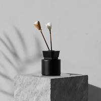 Diffuseur d'arômes en verre rond noir mat de 100 ml pour l'aromathérapie avec couvercle