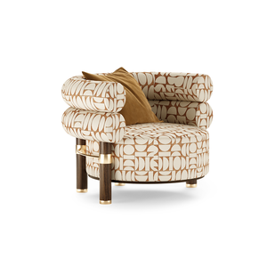 <span class=keywords><strong>Fauteuil</strong></span> rond confortable de style nordique pour salon, avec pieds en bois et motif audacieux, idéal pour hôtel - Product Image 2