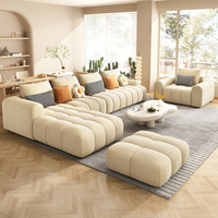 Ensemble de canapés modulaires sectionnels modernes de haute qualité, velours crème, meubles doux pour salon, villa