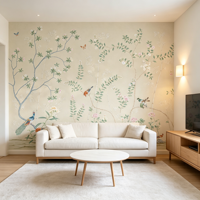Papier peint personnalisé, fond mural fleurs et oiseaux, papier peint élégant et luxueux pour chambre à coucher, salon, hall d'entrée et salle à manger
