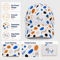 Casquette de baseball blanche imprimée avec patch chien pour le quotidien, le streetwear, les voyages et les activités de plein air – Casquette en sergé à 6 panneaux et visière incurvée