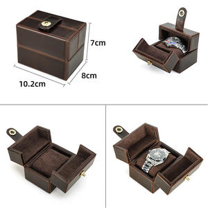 Boîte de montre carrée de luxe personnalisée faite à la main en cuir étui de rangement pour montre de voyage support de boîtier - Product Image 4