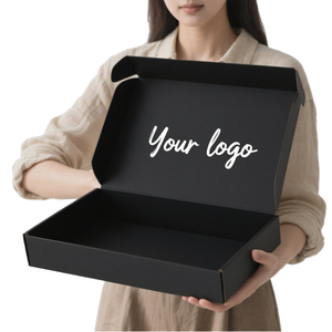 Boîte d'expédition carrée rigide en carton ondulé biodégradable à fermeture auto-adhésive, épaisseur 2 mm, avec personnalisation du logo gratuite - Product Image 1