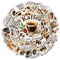 50 Pezzi Adesivi Creativi con Citazioni sulla Cultura del Caffè Tedesco per Telefono e Bagagli, Sticker Decorativi Kaffee Culture