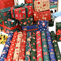 Papier d'emballage de Noël finition brillante avec imprimé maison en pain d'épices, emballage cadeau festif pour boulangerie et confiseries