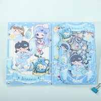 Cuaderno Acrílico Estilo Japonés con Diseño Original de Dibujos Animados, A7, Hojas Sueltas, con Múltiples Porta Botellas de Agua, Lindo para Niñas