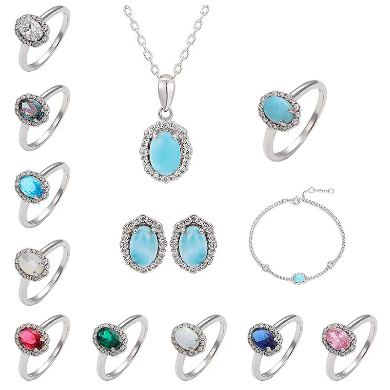 XYOP Bracelet Earrings Wedding Necklace Gemstone Emerald Sets Jewelry Set Green Stone Women For Gift