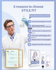 Kit di tintura permanente per capelli a basso contenuto di ammoniaca, 15 colori, a marchio privato, biologico, a lunga durata, copre i capelli grigi, set di creme coloranti per capelli - Product Image 5