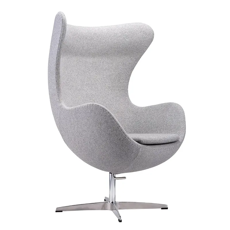 Sillón giratorio de huevo con forma ergonómica y cómoda, silla de ala moderna tapizada en tela de terciopelo de cuero vegano personalizada