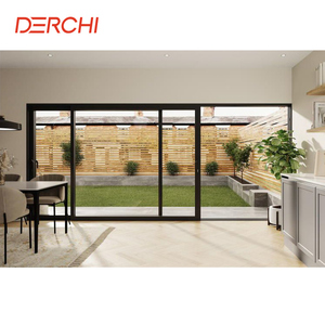 Rail encastré en aluminium sur mesure pour porte <span class=keywords><strong>coulissante</strong></span>, cadre fin, rupture de pont thermique écoénergétique, <span class=keywords><strong>prix</strong></span> des portes coulissantes en verre pour patio Lowes - Product Image 3