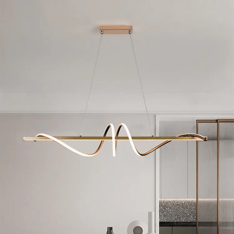 Lampade a sospensione di lusso in oro apparecchio a sospensione lineare a soffitto a Led decorazioni per la casa lampadari moderni lampada a sospensione per isola da cucina