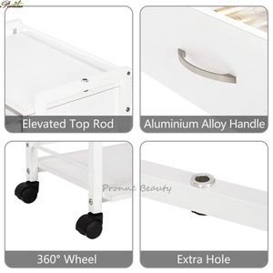 ब्यूटी नेल सैलून मूवेबल वुडन व्हाइट मसाज टैटू फेशियल मोबाइल यूटिलिटी रोलिंग स्टोरेज स्टेशन कार्ट - Product Image 2