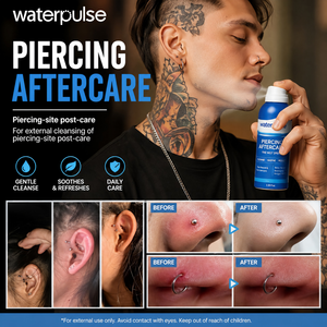 Spray per la cura dei piercing Waterpulse Saline Wound Wash 0.9% cloruro di sodio, nebulizzazione fine per orecchio, naso, cartilagine e piercing corporeo. - Product Image 2
