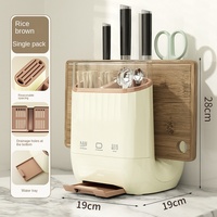Support de rangement pour couverts de cuisine S8688 avec égouttoir et couvercle anti-poussière, porte-baguettes et planche à découper intégrée