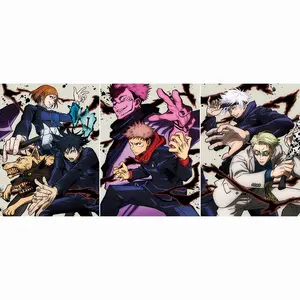 Jujutsu Kaisen Poster Lentikular 3D Anime Gojo Satoru/Yuji Itadori/Fushiguro Megumi Flip Mengubah Gambar Seni Dinding Dekorasi Anime