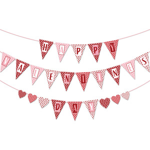 Bannière Joyeuse Saint-Valentin, <span class=keywords><strong>guirlande</strong></span> de fanions en forme de cœur <span class=keywords><strong>rose</strong></span> et rouge pour la décoration de la salle de fête, décoration murale, fournitures de décoration pour mariage et anniversaire - Product Image 4