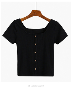Personalizar tipo polo camiseta de manga corta  feminina camiseta corta blanca <span class=keywords><strong>mujer</strong></span> básica - Product Image 2
