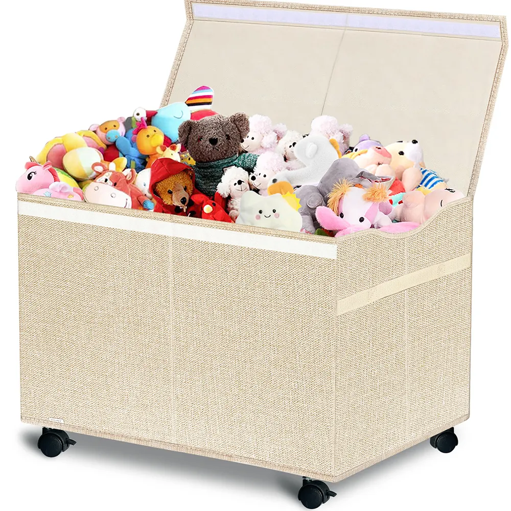 Grand coffre à jouets pour enfants Boîte de rangement pour jouets Panier à jouets pliable avec roues