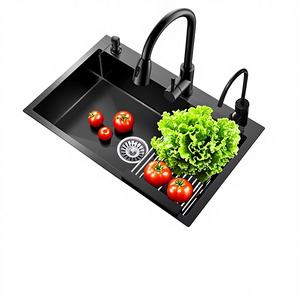 Fregadero de Cocina Moderno Hecho a Mano de Acero Inoxidable de un Solo Tazón, Montaje Superior, Estación de Trabajo con 3 Orificios para Grifo, Tratamiento de Superficie Nano, 2 Años de Garantía - Product Image 1
