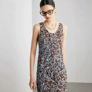 Robe 100% Soie <span class=keywords><strong>de</strong></span> Mûrier pour Femme, Élégante, Vintage, Sans Manches, Longue, Imprimé Animal, Crêpe <span class=keywords><strong>de</strong></span> <span class=keywords><strong>Chine</strong></span>, Jupe Droite, 2026 - Product Image 4