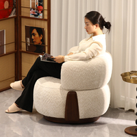Fauteuil d'appoint en bois massif, fauteuil de détente rembourré, pivotant à 360 degrés, pour salon