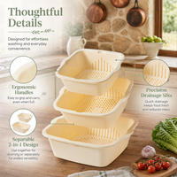 Panier de drainage double couche résistant à la chaleur, passoire de cuisine écologique, outil culinaire polyvalent, grande taille, modèle T-6029