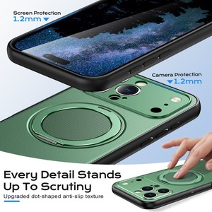 High Quality Linen Texture Magnetic Rotation Holder Mobile Phone <b>case</b> for iPhone 16 17 18 Pro Max Shockproof Stand Back Cover - Product Image 3