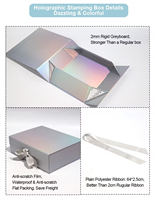 Nouvelle boîte cosmétique d'estampage holographique bon marché d'usine boîte cadeau d'emballage de luxe magnétique rigide pliable avec logo personnalisé et ruban
