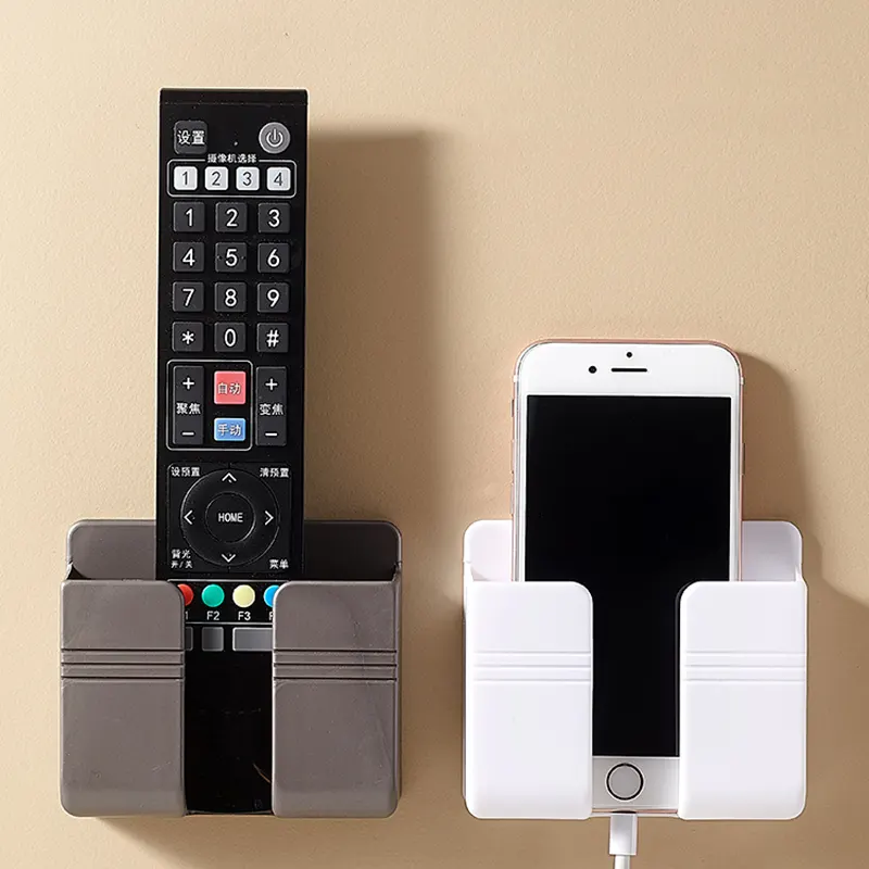 Wall-mounted mobile phone storage box punch-free wall rack bedside creative placement remote control charger storage