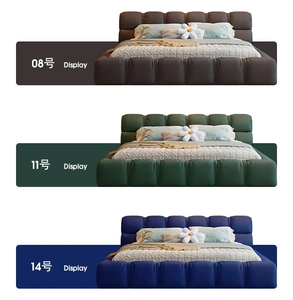 Moderne minimaliste nordique 1.8 m pouf beige nuit <span class=keywords><strong>lit</strong></span> chambre principale <span class=keywords><strong>lit</strong></span> de mariage king size cadre de <span class=keywords><strong>lit</strong></span> en bois massif - Product Image 6