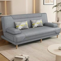 Sofá Cama Plegable de Madera y Cuero, Minimalista y Moderno, de Dos Plazas, Resistente a Arañazos de Gato, para Sala de Estar
