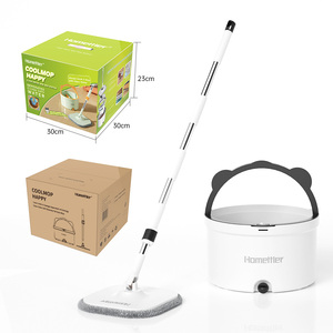 Homettler 360 Serpillère plate Outils de nettoyage Manche en acier Serpillère paresseuse Seau pour la séparation des produits propres et sales Fabrication de produits de nettoyage - Product Image 4